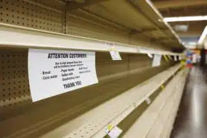Semaglutide shortage depicted with an empty grocery store shelf